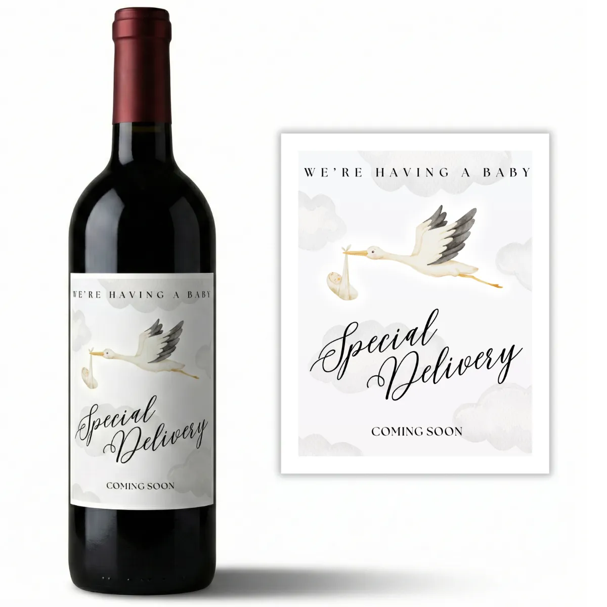 Baby Stork Wine Labels (3x5) Image 1
