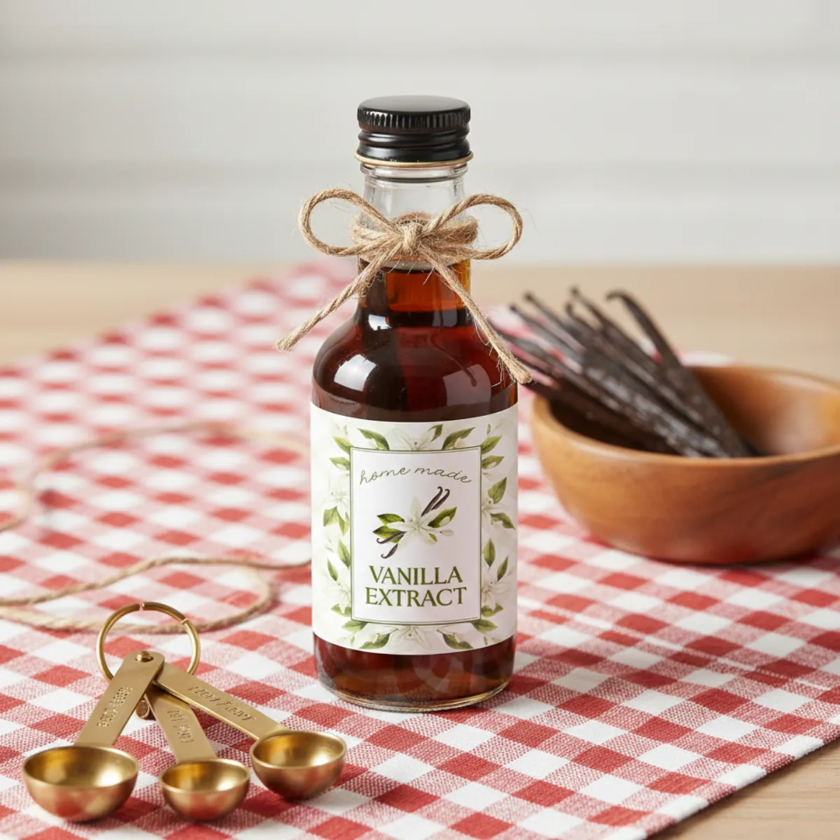 Homemade vanilla extract gingham floral labels image 2